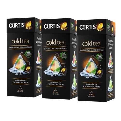 Чай Curtis Cold Tea, чёрный с белым персиком, 12 пирамидок х 3 упаковки в Лукойл