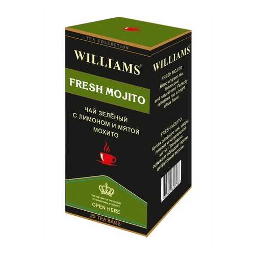 Чай Williams Fresh Mojito, зеленый с лимоном и мятой мохито, 25 пакетиков в Лукойл