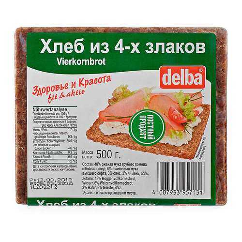 Хлеб Delba из 4-х злаков, 500 гр. в Лукойл