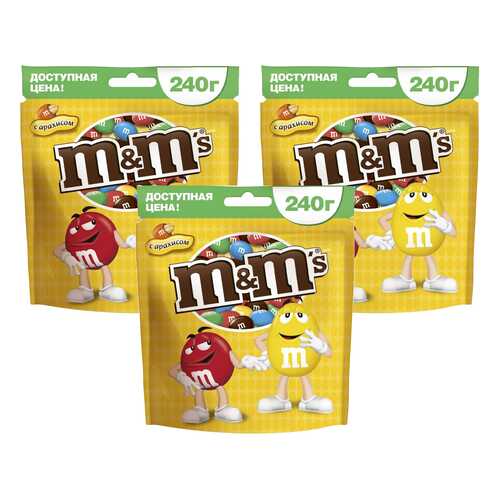 M&M`s конфеты Арахис 240 гр 3 упаковки в Лукойл