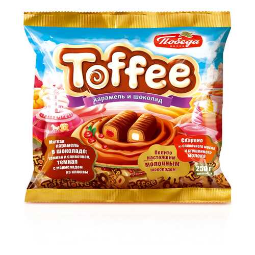 Мягкая карамель Победа Вкуса Toffee в шоколаде 2 вида в Лукойл