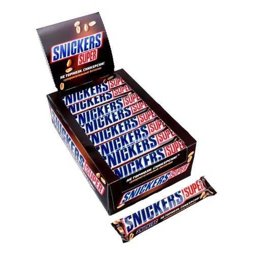 Батончик шоколадный Snickers Super коробка 32 штуки по 95 г в Лукойл