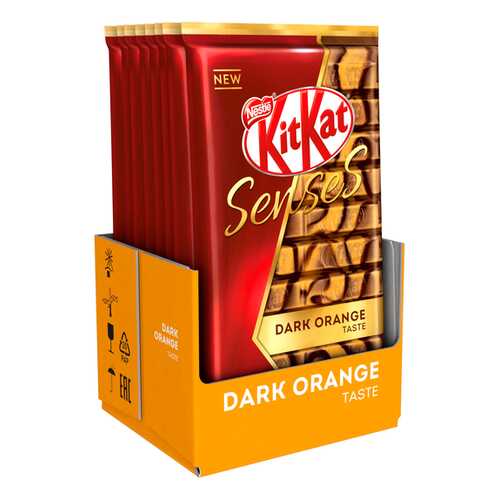 Молочный шоколад и тёмный шоколад KITKAT SENSES DARK ORANGE TASTE, с вафлей 8 шт по 112 гр в Лукойл