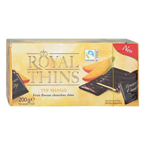 Шоколадные плитки Halloren Royal Thins темный cо вкусом манго 200г. в Лукойл